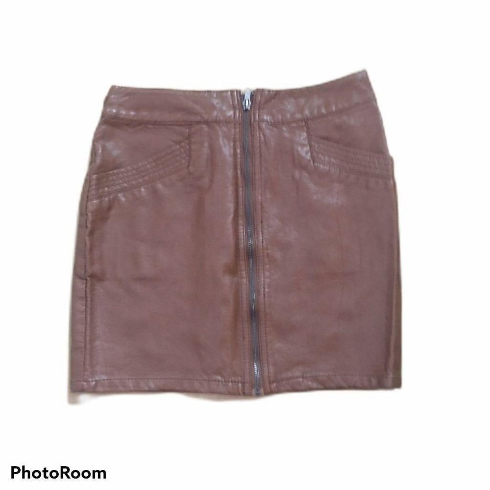 H&M divided brown faux leather mini skirt